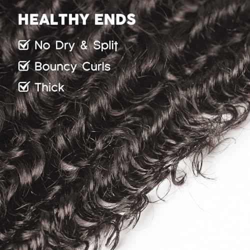 WEQUEEN Deep Wave Human Hair Bundles 20 Inch 100% 16A Brazilian Hair Long Lasting Deep Wave Bundles for Women