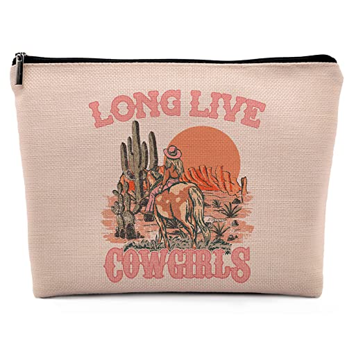 Dwept Pink Cowgirl Cosmetic Bag, Western School Supplies for Teen Girls Makeup Bag for Purse, Western Makeup Bag, Long Live Cowgirls Preppy Gifts Cowgirl Gifts Pouch Bags, Western Bags for Women