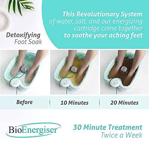 BioEnergizer Foot Spa Pro | Foot Bath Basin Machine for Cramped Muscles, Aching Feet, Stimulates Blood Flow, & Hydrates Skin | Comes w/Sea Salt & 30 Basin Liners (Foot Spa Pro)