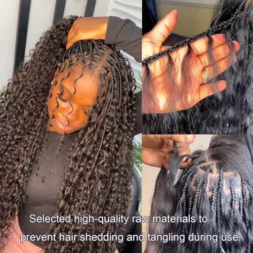Lemoda Boho Human Braiding Hair Burmese Curly Bulk Human Hair Extensions For Bohemian Knotless Braids No Weft 16 16 16Inch 3Bundles/Lot 100g/1Bundle 1B Natural Black Salon-Quality