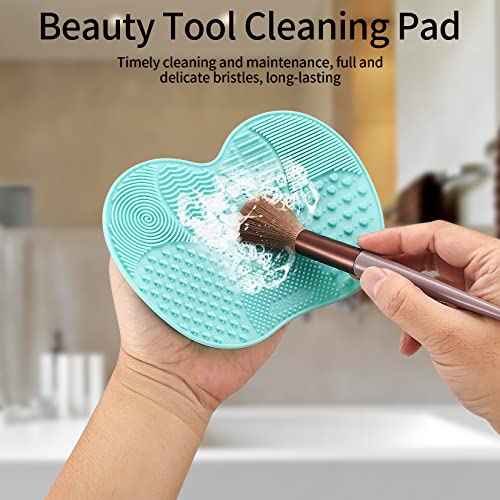 4 Pcs Silicone Make Up Brush Cleaning Mat, Makeup Brush Cleaner Mats, Cosmetic Cleaning Pads, Portable Washing Tool with Suction Cup for Makeup Cosmetic Brushes