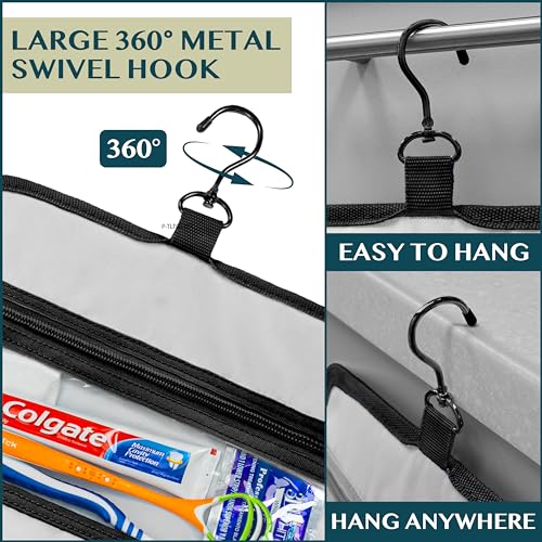 PAVILIA Travel Hanging Toiletry Bag for Women Men, Large Capacity Makeup Bag Kit, Waterproof Cosmetic Storage Organizer Case for Bathroom Shower