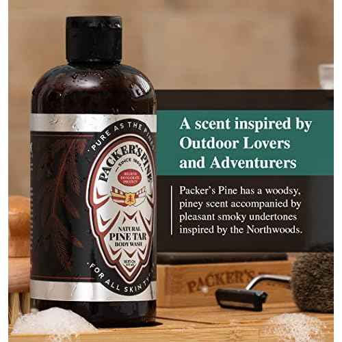 Packer's Pine Tar Body Wash | Soothing Mens Shower Gel For Psoriasis Relief | Made With Natural Pine Tar and Pine Oils | Paraben & Sulfate-Free, 16 fl oz, 2 Pack