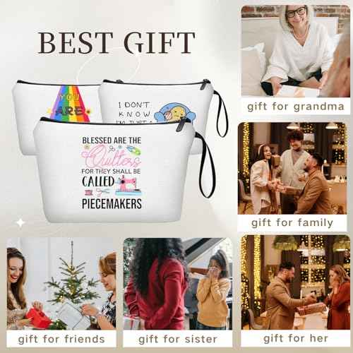 Quilting Sewing Gifts for Women Friend Female Coworker Sister Lovers Enthusiasts Sewers Seamstress Accessories Makeup Cosmetic Bag