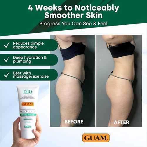 GUAM DUO Anti Cellulite Cream Cold Formula | Seaweed Cellulite Treatment for Leg Skin Tightening, Menthol Firming Body Lotion for Body Sculpting on Legs, Buttocks, Thighs, 6,76 Oz