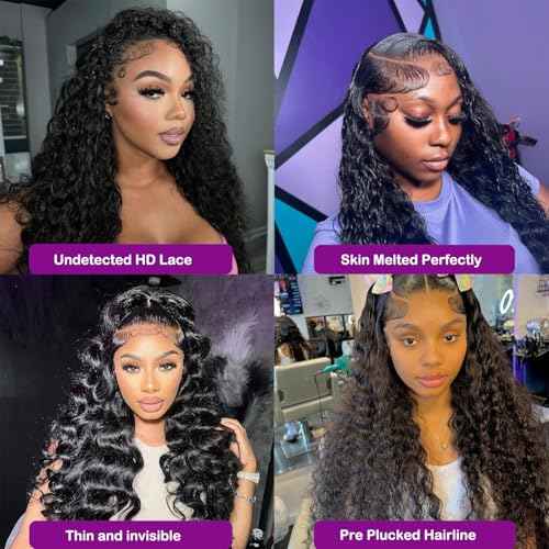 Deep Wave Lace Front Wigs Human Hair Pre Plucked 13x6 Curly Human Hair Wig 200% Density Wet and Wavy Glueless Wigs Human Hair Brazilian Deep Wave Wigs