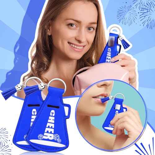 20 Pcs Cheerleading Gifts Natural Bulk Lip Balm Holder with Tassel Hangable Keychain Set for Team Cheer Gifts