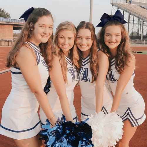 YLEN YHXX 20 PCS 8 Inch Cheer Hair Bows Large Cheer Bows Ponytail Holder Elastic Band Handmade Hair Accessories for Cheerleaders Teen Girls College Sports Outfit Uniform£¨Navy Blue£©