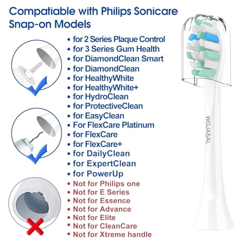 Replacement Brush Heads Compatible with Philips SoniCare Electric Toothbrushes, Dupont Bristles for Effective Cleaning, Snap-on System, 8 Pack, White