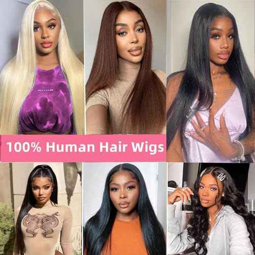 6x5 Wear and Go Glueless Wigs Human Hair Pre Plucked Pre Cut 200% Density HD Lace Straight Lace Front Wigs Human Hair Glueless Lace Front Wigs For Women 26 Inch