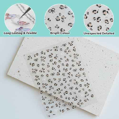 Leopard Print Nail Art Stickers, Coquette Nail Decals,Self-Adhesive, Nail Accessories & Supplies, Durable & Long-Lasting