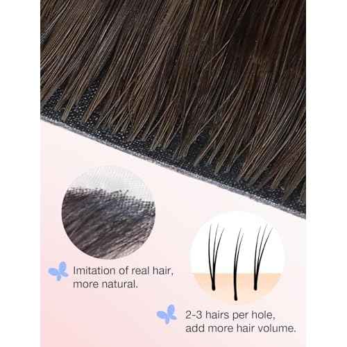 DOORES Invisi Edge Tape in Hair Extensions, Natural Black 10 Injection Tapeins with 10 Injection Tapeins 50g 24 Inch, Injected Tape in Extensions Virgin Hair Thick Ends
