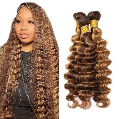 P427 Honey Blonde Human Hair Bundles Deep Wave 3 Bundles 20 20 20 Inch Unprocessed Brazilian Virgin Remy Hair Highlight Blonde Deep Curly Bundle Human Hair Extensions