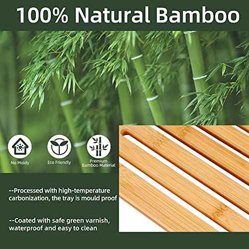 Bathtub Tray Ohuhu Premium Bamboo Bathtub Caddy Tray Expandable Foldable Bath Tray with Anti-Slip Grips Soap Wine Phone Holder Mothers Day