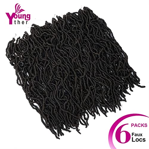 Youngther New Faux Locs Crochet Hair 18 inch Most Natural New Soft Locs Crochet Hair 6 Packs Premium Fiber Synthetic Hair Hair Extensions (18inch 6packs-#4) …