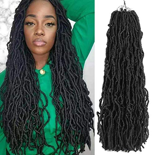 Ahrencan Faux Locs Crochet Hair,6 Packs 24 Inch Soft Locs Crochet Hair,Pre Looped Goddess Faix Locs Crochet Hair For Black Women,Pretwisted Wavy Synthetic Dreadlock Crochet Braids (24in,1B#)