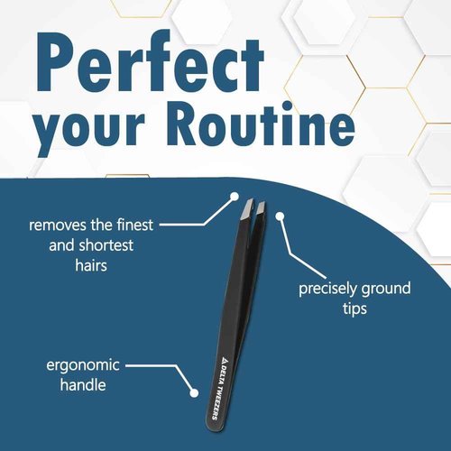 Delta Tweezer Eyebrow Tweezers for Women Facial Hair Pinzas Para Cejas Professional Stainless Steel Ingrown Facial Hair Removal Tweezer Men & Beauty & Personal Care Tools (1, Black)