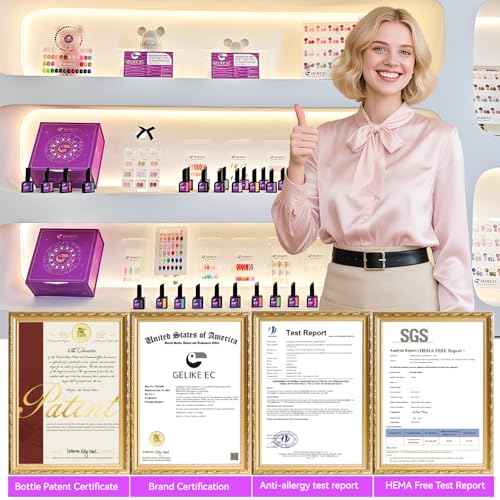 gelike ec Pro Gel Polish for Salon: 36 Colors Kit HEMA-FREE Highly Pigmented Formula Manicure Nail Art Design for Women 16ml Professional Bottles