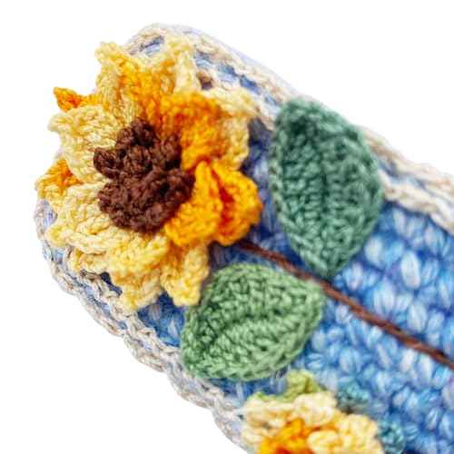 Coolideas handmade micro-hook crocheted hair barrettes yarn Handcrafted fine crocheted hair clips, creative hand made knitted side hair accessories for female (#11 Sunflower)