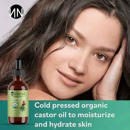 Natnique Castor Oil 4oz ? USDA Certified Organic, 100% Pure Cold Pressed Unrefined Oil for Hair Growth, Eyelashes, Eyebrows & Scalp ? Natural Skin Moisturizer, Lash Serum & Hair Treatment