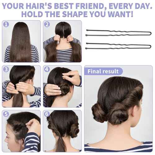 U Shaped Hair Pins -2.4 Inch 250 Count, Professional Hair Styling Pins for Women, Girls, and Hairdressing Salons - Includes Clear Storage Box for Updos and Bun Hair (Black)