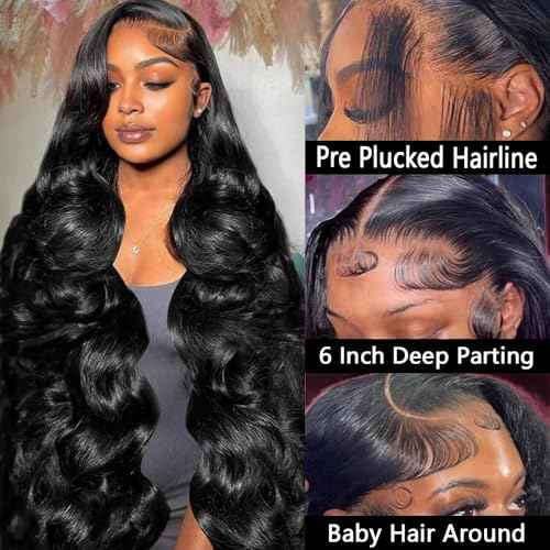 Body Wave Lace Front Wigs Human Hair 13x6 HD Lace Front Wig Human Hair Pre Plucked Body Wave Glueless Wigs Human Hair for Women (13x6 body wave, 20 INCH)