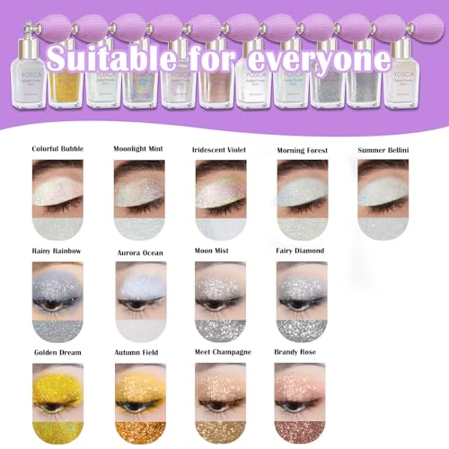 Yosca Body Glitter Spray, 30ML Loose Body Shimmer Powder Iridescent Hair Spray White Glitter Sparkle Highlighter Makeup Festival Rave Accessories for Clothes Hair Face Nail Art