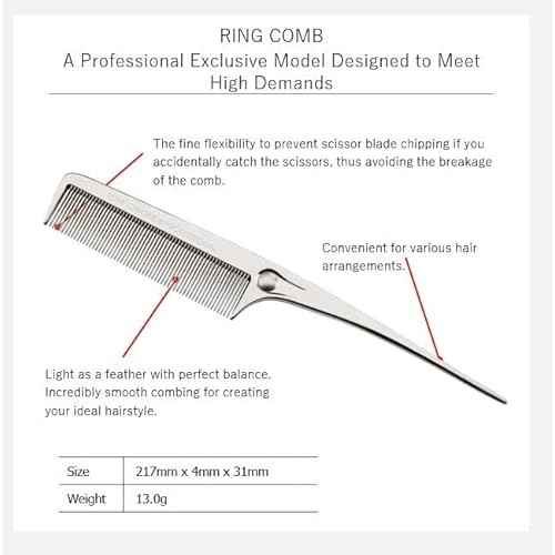 LOVE CHROME PROFESSIONAL B3 STANDARD RING COMB DEEP BLACK/Japanese artisan hair comb