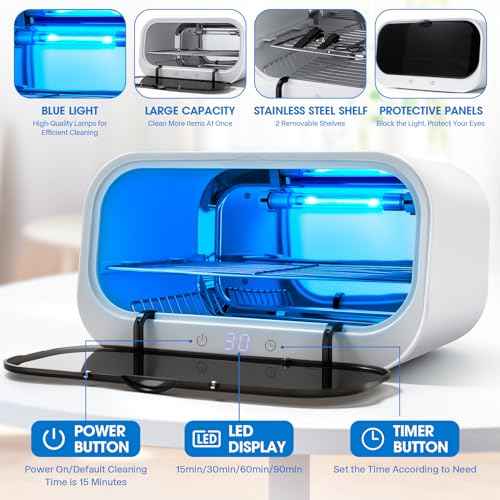Nail Tool Sterilizer Cleaning Cabinet, LXIANGN Smart Sterilizer for Esthetician 12L Double Layer Large Capacity Cleaner Box Machine for Beauty Salons, Spas, Baby Bottle, Toys, Home Use (White)