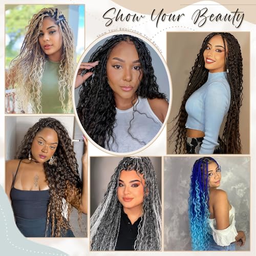 Poetically Boho Crochet Braids 18 Inch Goddess Box Braids Crochet Hair Boho Box Braids Crochet Hair Boho Crochet Braids With Curly Ends Black Pre Looped Bohemian Box Braids Crochet Hair for Women