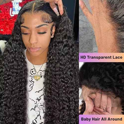 Deep Wave Lace Front Wigs Human Hair 13x4 HD Lace Front Wigs Human Hair Pre Plucked Wet And Wave Wigs For Women 180% Density Deep Curly Wigs 22 Inch Deep Wave Wig