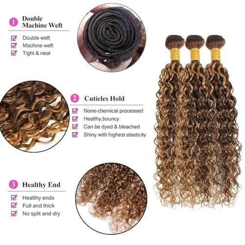P427 Human Hair Bundle 27 Water Wave Bundles Brown Human Hair Bundles 14 16 18 inch Highlight Water Wave Bundle 300g