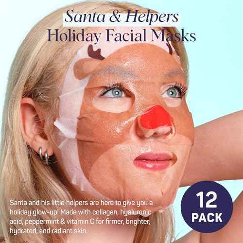 SpaLife Beauty Santa¡¯s Workshop Christmas Face Mask Bundle | Korean Facial Masks | Hydrating, Soothing and Firming Sheet Mask Set | Christmas Face Masks for Women | Spa Party Favors | 12 Pack