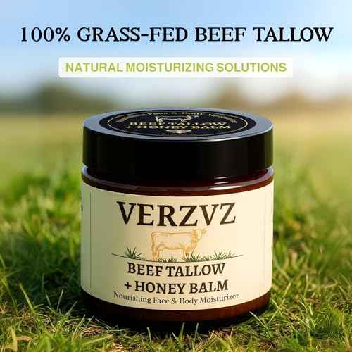 Beef Tallow for Skin and Face ? Tallow and Honey Balm Moisturizer, 100% Grass-Fed Beef Tallow with Raw Organic Honey, Beeswax, Olive Oil & Vitamin E ? Deep Hydration ? Proudly Made in USA ? 2oz