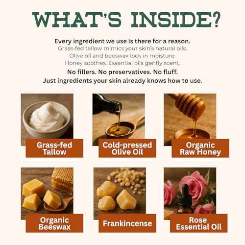 OG Balm ? 4oz Grass-Fed Tallow Balm for Face, Hands & Body ? Handmade in NJ ? No Plastic ? Small Batch Moisturizer for Dry Skin, Fine Lines, Blemishes ? Honey, Beeswax & Frankincense