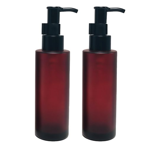 2PCS 100ml Frosted Glass Pump Bottles Refillable Liquid Lotion Soap Dispenser Toiletries Bottles Hand Jar Containers for Bathroom Kitchen and Garden