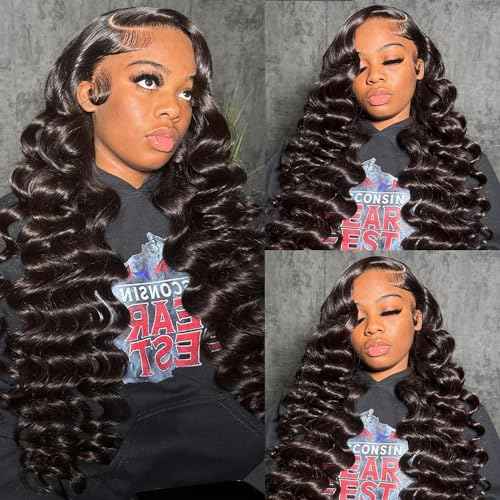 Deep Wave Lace Front Wigs Human Hair Glueless Wigs for Women 13x4 HD Transparent Lace Front Wigs Pre Plucked with Baby Hair 200 Density 24 Inch