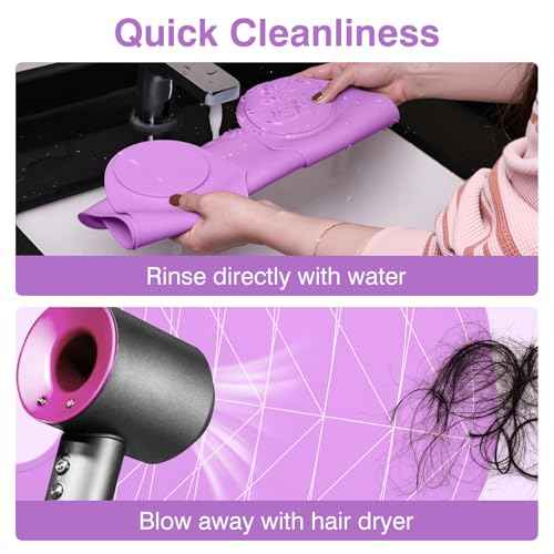 Hair Cutting Cape Collar for Salon, Hair Cutting Guide for Women, Large Waterproof Silicone Hair Dye Collar, Barber Hair Cutting Mat for Shoulders with Weighted Rubber Neck Wrap, Purple