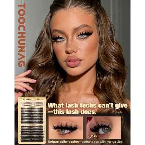 Spiky Manga Lash Clusters 12-20mm Anime Eyelash Clusters 300pcs Cluster Eyelash Extensions Fairy Eyelashes Cluster with Bottom Individual Lashes 80D+100D Volume DIY Lash Extension by TOOCHUNAG