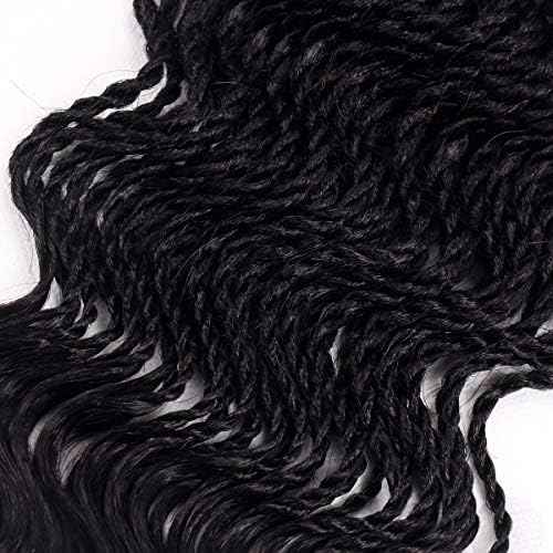Wavy Senegalese Twist Crochet Braids 6packs/lot 22Inch 35Strands/Pack Synthetic Crochet Hair Curly Twist Braiding Hair (22 Inch, 1B#)