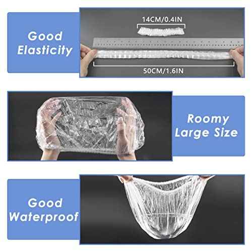 Aquior Shower Cap Disposable,30 PCS Bath Caps Large Thick Clear Waterproof Plastic Elastic Hair Bath Caps for Women Deep Conditioning Hair Care Hotel Travel Essentials Accessories Cleaning Supplies