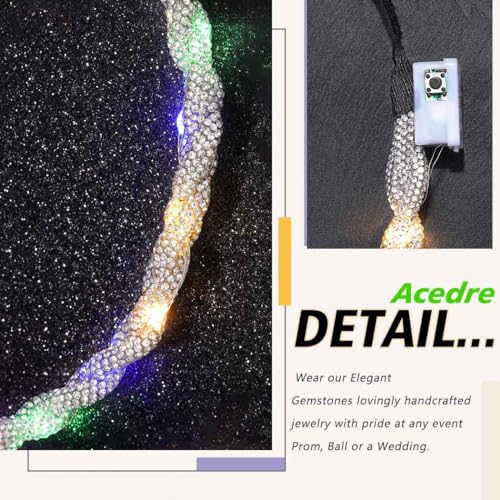 ACEDRE Light Up Rhinestone Headband LED Rave Headpiece Glow Silver Crystal for Women