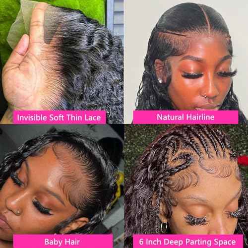 13x6 Deep Wave Lace Front Wigs Human Hair Pre Plucked 180% Density 13x6 HD Lace Frontal Deep Curly Lace Front Wigs for Women Curly Human Hair Wig Glueless Deep Wave Frontal Wigs with Baby Hair 22Inch