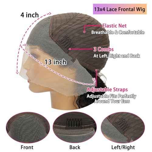 16 Inch 180% Density 13x4 Deep Wave Lace Front Wigs Human Hair Wet And Wavy Water Wave HD Lace Front Wigs Human Hair Pre Plucked Deep Curly Lace Frontal Wig