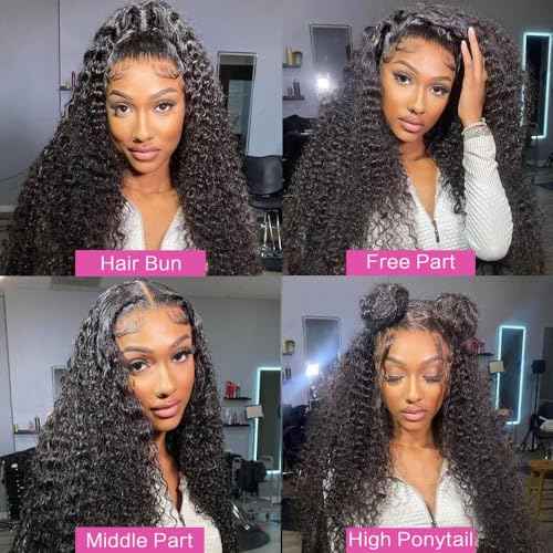 30 Inch Deep Wave Lace Front Wigs Human Hair 200 Density 13x6 HD Transparent Water Wave Lace Front Wigs Human Hair Pre Plucked Deep Wave Wig Glueless Curly Wig for Women