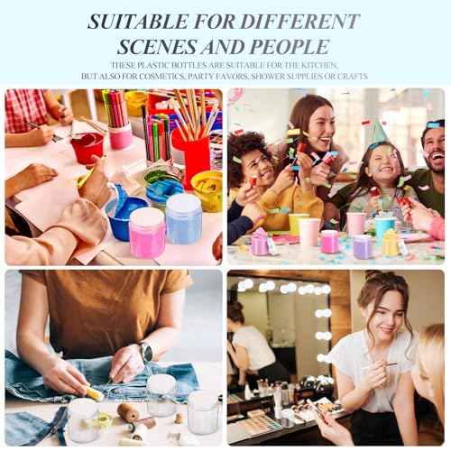 Patelai 16 Pack 10 oz Empty Slime Container Jars with Lids Round Clear Plastic Jars Wide Mouth Refillable Storage Organizer for Slime Making, DIY Crafts, Cosmetic, Home and Kitchen Organizing (Clear)