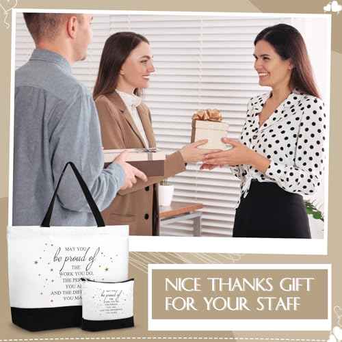 Abbylike 48 Pcs Christmas Thank You Canvas Tote Bags Employee Appreciation Gift for Women Teacher Coworker Staff Nurse