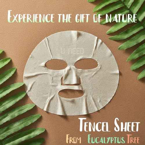 U-NEED 100 Combo Pack Korean Face Sheet Mask, 10 Types x 10 pcs, Tencel Facial Mask Sheet, Moisturizing, Made in Korea