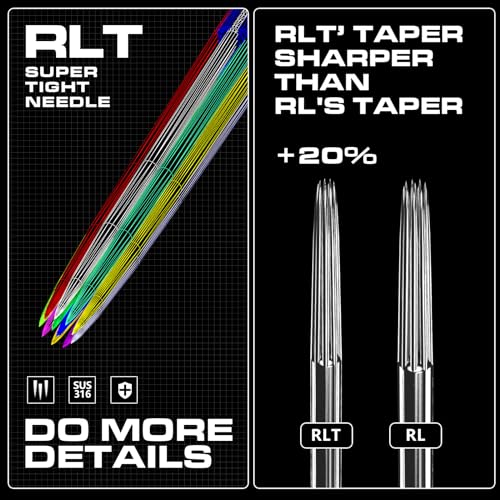 CNC 3RLT Tattoo Cartridges Needles #10 Bugpin 3 Round Liner Super Tight X-Taper Needle 20Pcs Disposable Cartridge with Membrane EN04R-20-1003RLT