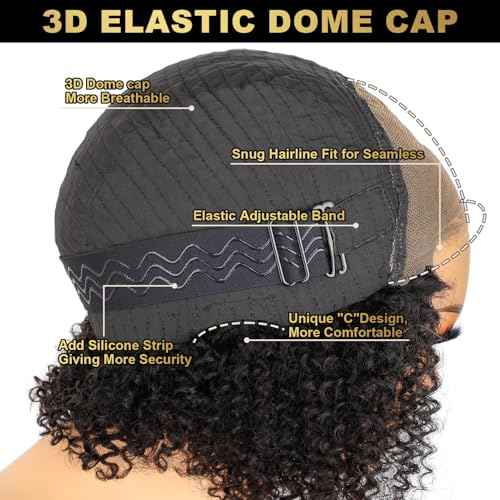 Wear and Go Glueless Bob Wig Human Hair Pre Plucked Pre Cut Bleached Knots 6x4 HD Afro Kinky Curly Lace Front Wigs Human Hair Short Curly Bob Lace Closure Wigs for Women 200% Density 12 Inch